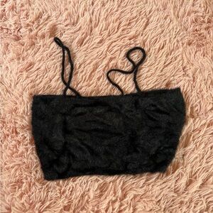 Black Fuzzy Crop Top